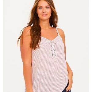 TORRID NWT SOPHIE - RED STRIPE LACE-UP CAMI